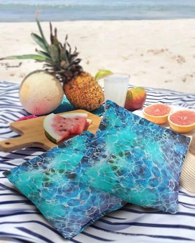 Edwiinsa Ocean Sea Ripple Outdoor Pillow Covers Waterproof,All Weather Cushion Case Set of 2 Decorative Pillowcases for Sofa Couch Bed Decor Patio Furniture 16