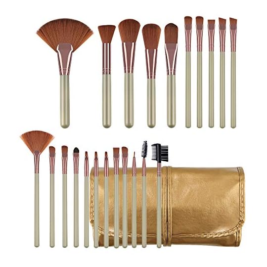 
                            Makeup Brushes Set - 22pcs Essential Make Up Brushes Blush Fan Powder Highlight Eyeshadow Brush Beauty Cosmetic Kits with Case (Gold)
                        