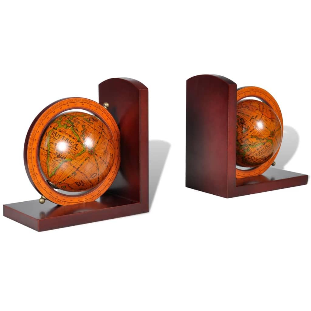 vidaXL 2X Reggilibri con Mappamondo Design Classico Supporto Libri