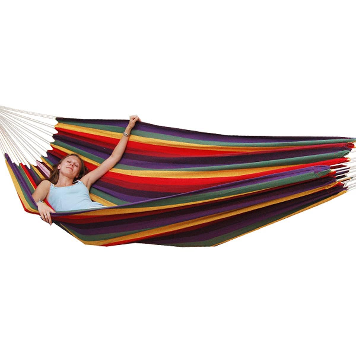 AMANKA Hamac en Coton XXL pour Deux Personnes - 400x160cm - Jusqu'à 150kg - Tissu de Détente pour Jardin Maison Plage Campagne Montagne - Accessoire de Repos Durable - Usage Extérieur Intérieur