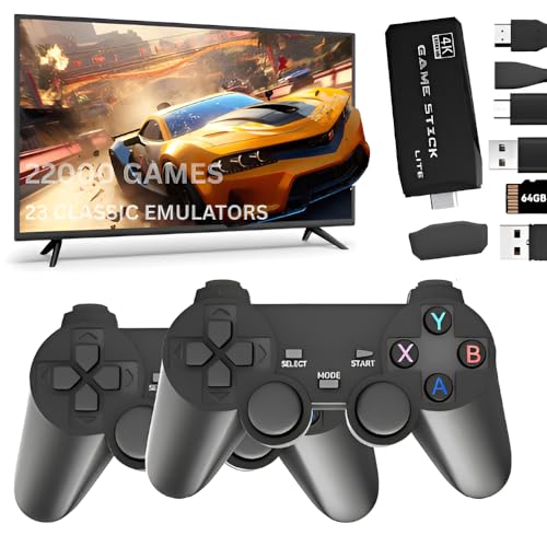 Image of New Wireless 4k Video Games for Kids Retro Game Stick for Tv Wireless Video Games for tv Gaming 64GB in Built Video Game HD Games Console Built in 22K Game Console Ultimate 90s Retro Game Box for All
