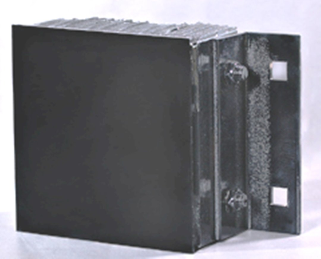 Durable Corporation Steel Face Rubber Dock Bumper, Rectangular, Laminated, Horizontal Mount, Flat Plate One Side, 2 Holes, 23-1/4