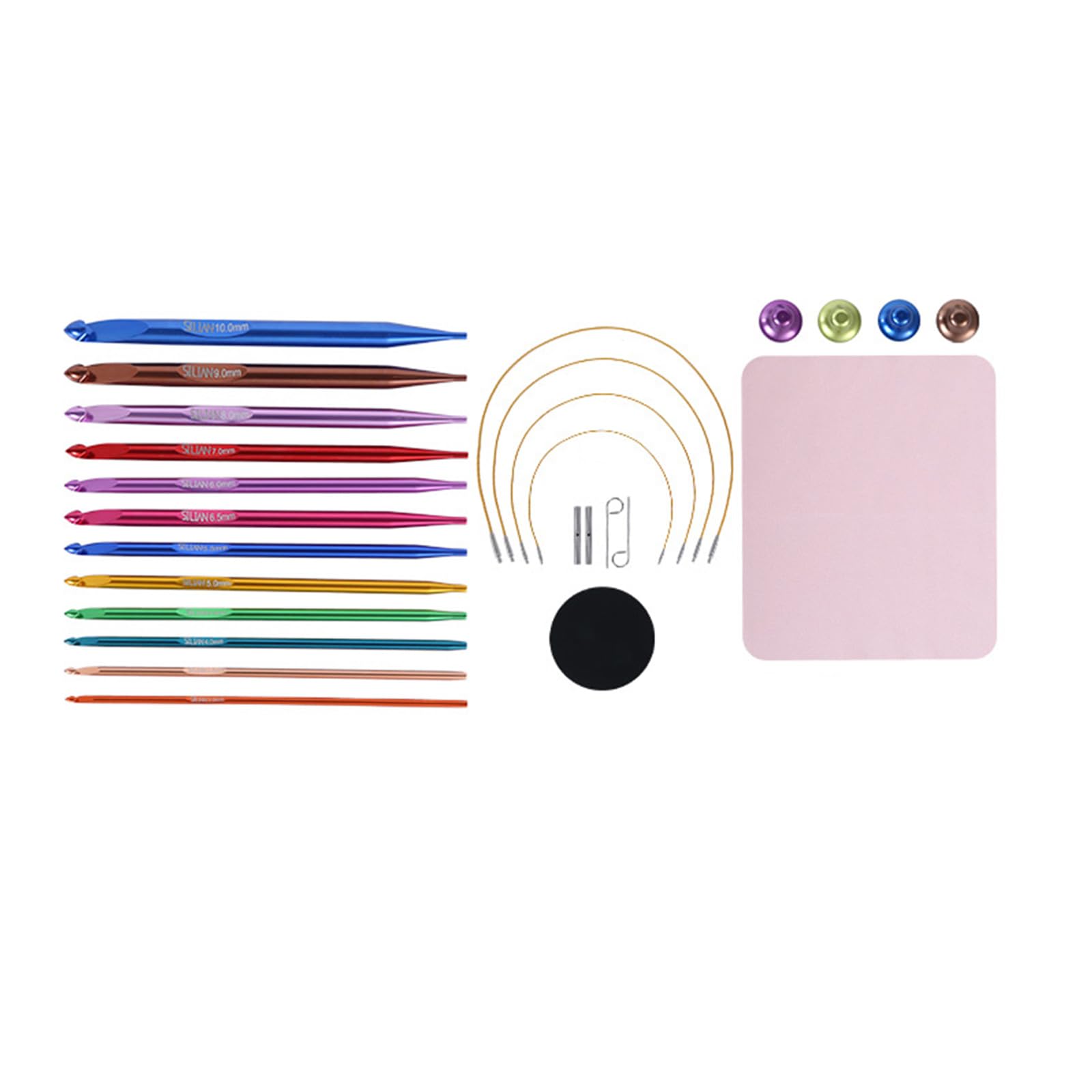 12Pcs Tunisian Crochet Hook with Cable Tunisian Afghan Knitting Needle 3.0mm-10mm Interchangeable Set Interchangeable with Cables
