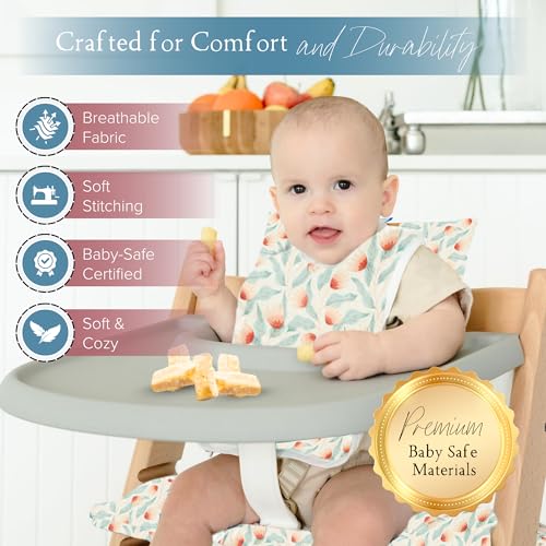 Image of Nibble and Rest Cushion for Stokke Tripp Trapp High Chairs, Soft Padded Seat & Backrest, Baby Set Compatible, Wipeable, Machine Washable, Easy to Clean, Stylish Print (Under the Sea)