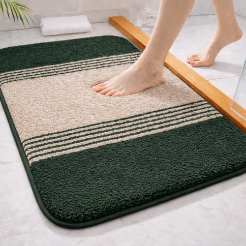Image of How Nice Door Mat for Bedroom,Bathroom,Kitchen,Home,Entrance,Room Mats,Foot Matt,Floor mat,Main Door,Rug Non Slip Mats,Door Mate,Floor Mat Soft Door Mat,Door Matt (Stripe Mat Beige Green)
