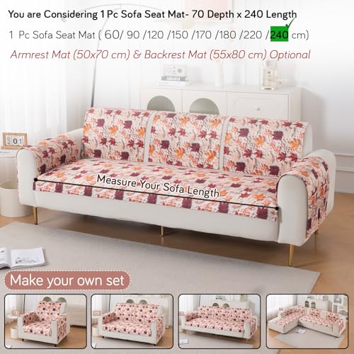 Image of HOKIPO 'Nature Muse' Premium HD Printed Holland Velvet Sofa Cover Mat for 1 /2 /3 Seater & L-Shape Sofa. Make Your Own Sofa Cover Set, Mat 70(D) x 240(L) cm, Autumn Maple (IN-920-D1)