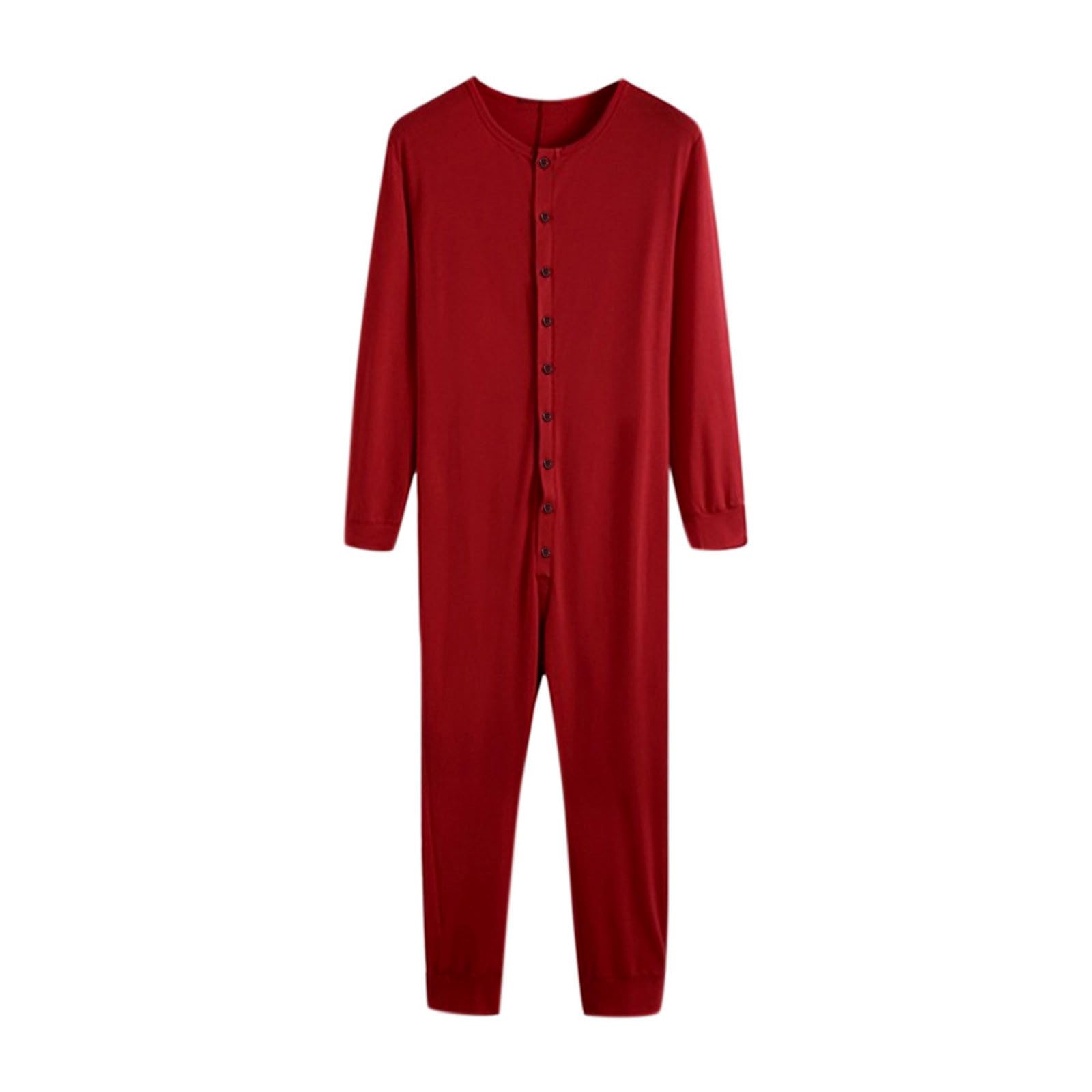 Schlafoveralls für Herren Jumpsuit Schlafanzug Pyjama Onesie Langarm Mit Knöpfen Strampler Casual Jogger Einteiler Anzüge Gestreift Hausanzug Stretchy Unterwäsche Sport Bodysuit
