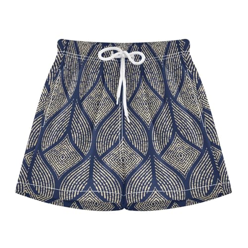 GuoChe Boys Swimming Trunks Teens Lightweight Workout Running Shorts Compression Liner Dark Blue Abstract