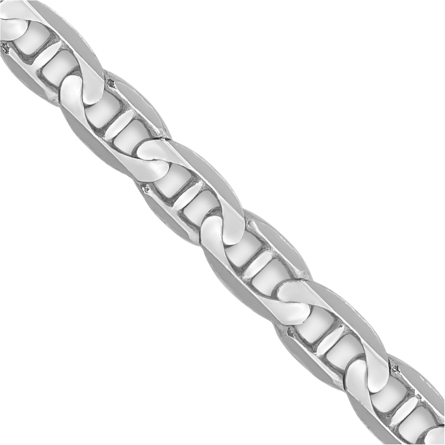 IceCarats 14K Solid White Gold 3mm Mariner Chain Concave Link Bracelet Polished