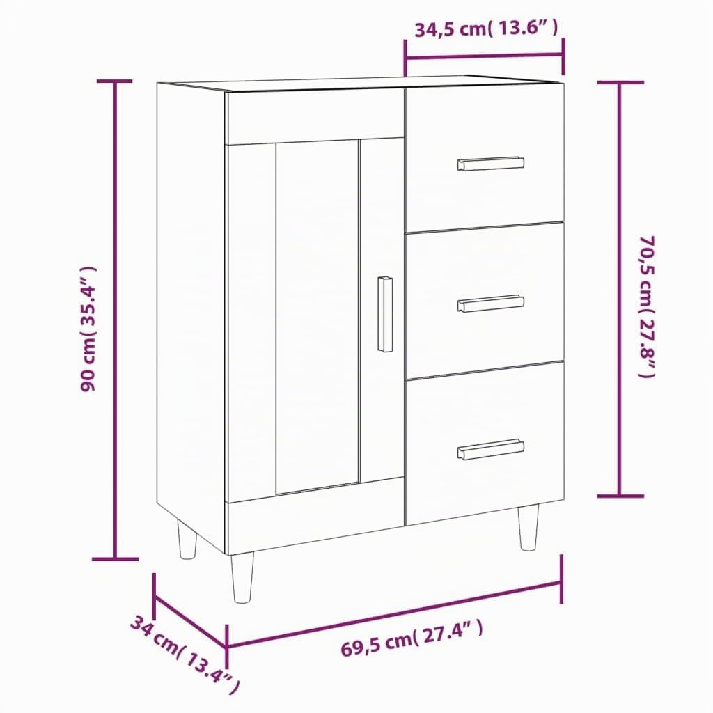 vidaXL Aparador Armario Mueble Auxiliar Almacenamiento Sala de Estar Comedor Cocina Dormitorio de Madera Contrachapada Blanco Brillante