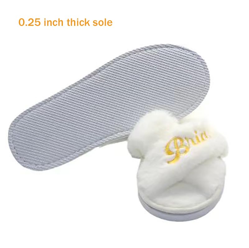 5 Pairs Bride Slippers Bridal Shower Gift Bachelorette Party Slippers Bridesmaids Slippers Wedding for Bridesmaid Gifts, Customizable, White3