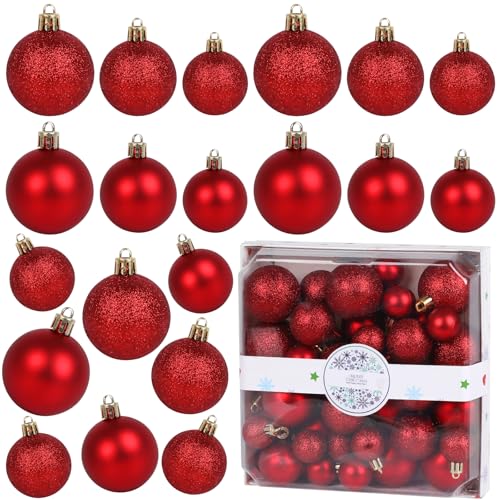 DERAYEE Weihnachtskugeln,44 Stück 3cm/4cm/5cm Weihnachtsbaumkugeln...