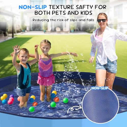 Bilibara 107'' Foldable Dog Pool, Kiddie Pool, Heavy Duty Non-Slip Plastic Pet Wading Pool for Large Dogs, Indoor and Outdoor Kids Pet Dog Bathtub - image 3