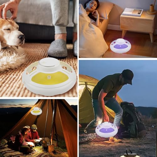NAVESO Flohfalle, Flohfalle für Wohnung Elektrisch, Klebrige Flohfalle, Flohfallen Testsieger mit 5 Klebescheiben, Kakerlaken Falle, Flea Trap Lampe, LED Flohlichtfalle, Insektenfalle, Kuppelflohfalle
