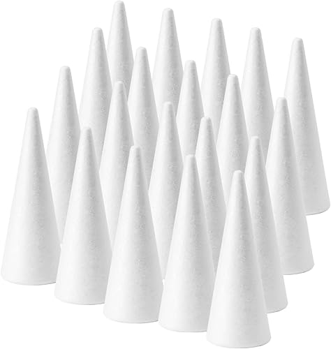 FFchuanhe Paquete de 20 conos de espuma para manualidades (2.5 x 5.9 pulgadas), espuma en forma de cono de poliestireno blanco, conos de árbol de disponible en Yaxa Guatemala
