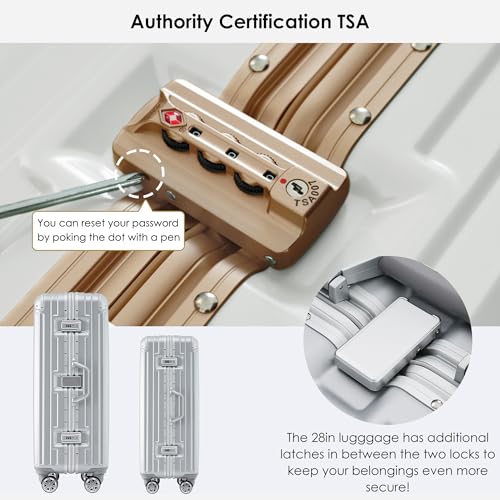 Merax 20 Inch Aluminum Luggage with USB port, Vacation Carry-On Suitcase with Spinner Wheels and TSA Lock, moonlight4