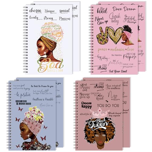 Carnet noir inspirant afro-américain à spirale pour note de bureau