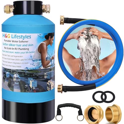 H&G lifestyles Portable Water Softener for RV with Water Hose,