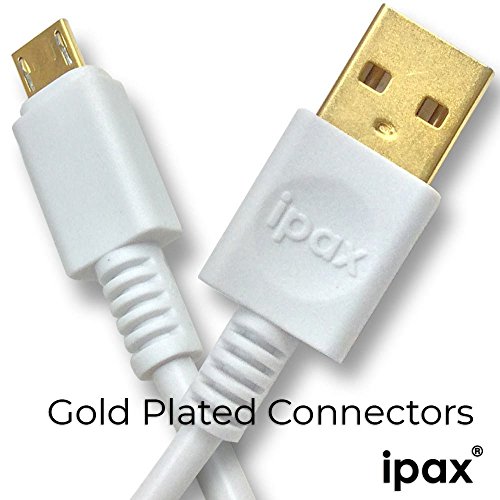 Ipax 2X 6 Ft Hi-Speed Fast White Micro-Usb Charging Cable Cord Compatible With Samsung Galaxy J2 Prime Core J4+ J6+ J8 S6 S7 Huawei Mate Se Huawei Honor 8X Xiaomi Redmi Note 6 Pro Blu Vivo Xl4 Studio #TOP1