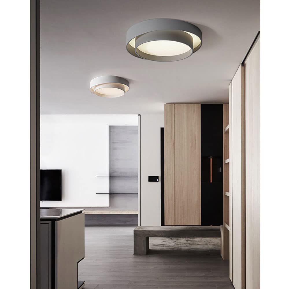 Lampada da soffitto dimmerabile 3000K-6000K, doppia plafoniera rotonda in ferro battuto, lampada da soffitto incorporata, lampada piatta con paralume in acrilico e Hungry Oh è la decorazione d