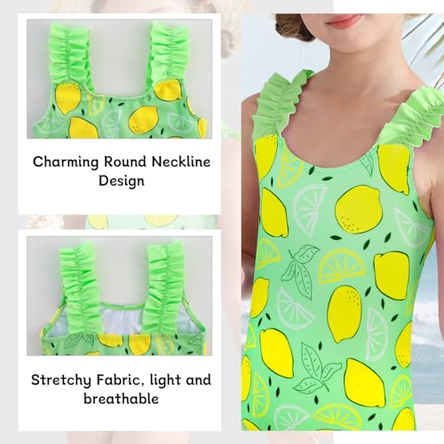Image of XiaoMoSha Girls One Piece Swimsuit Ruffled Straps Bathing Suits Summer Swim Suit Quick Dry Beach Swimwear for Kids 3-10 Years