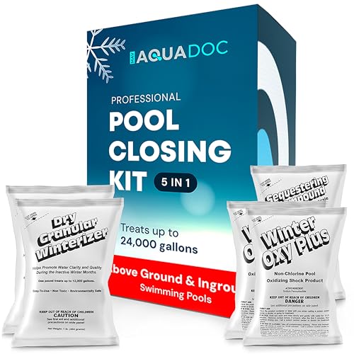 AquaDoc Pool Winterizing Kit - Treats Up to 24,000 Gallons - 3-Part Winter Closing Kit for Inground and Above Ground Pools - Winterizing Pool Chemicals Made in USA