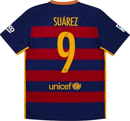 Soccer Kingdom Unlimited Suarez #9 Barca Youth Home Jersey (L) Red, Blue
