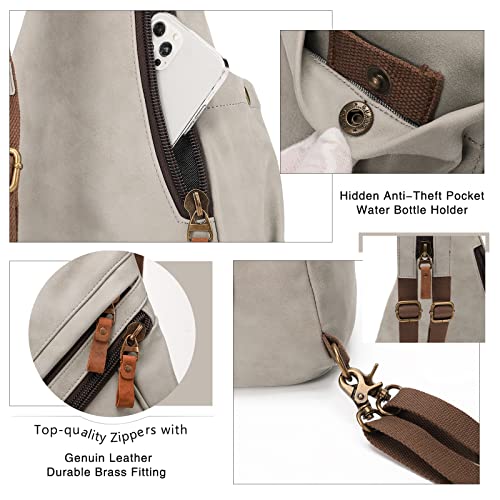 Image of KL928 PU Leather Sling Bag - Small Crossbody Backpack Shoulder Casual Daypack Rucksack for Men Women