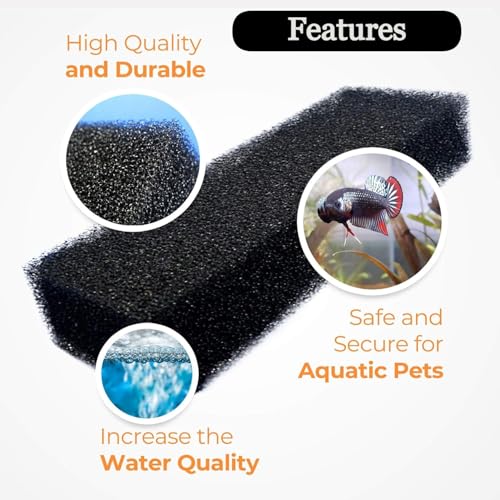 Image of DESPACITO Fish Tank Filter Sponge Aquarium Filter Pad Cotton for Fish Tank Washable & Reusable Biochemical Sponge Filter for Aquarium Filter Media Accessories Filtration Foam (Black, (64 * 12 cm))