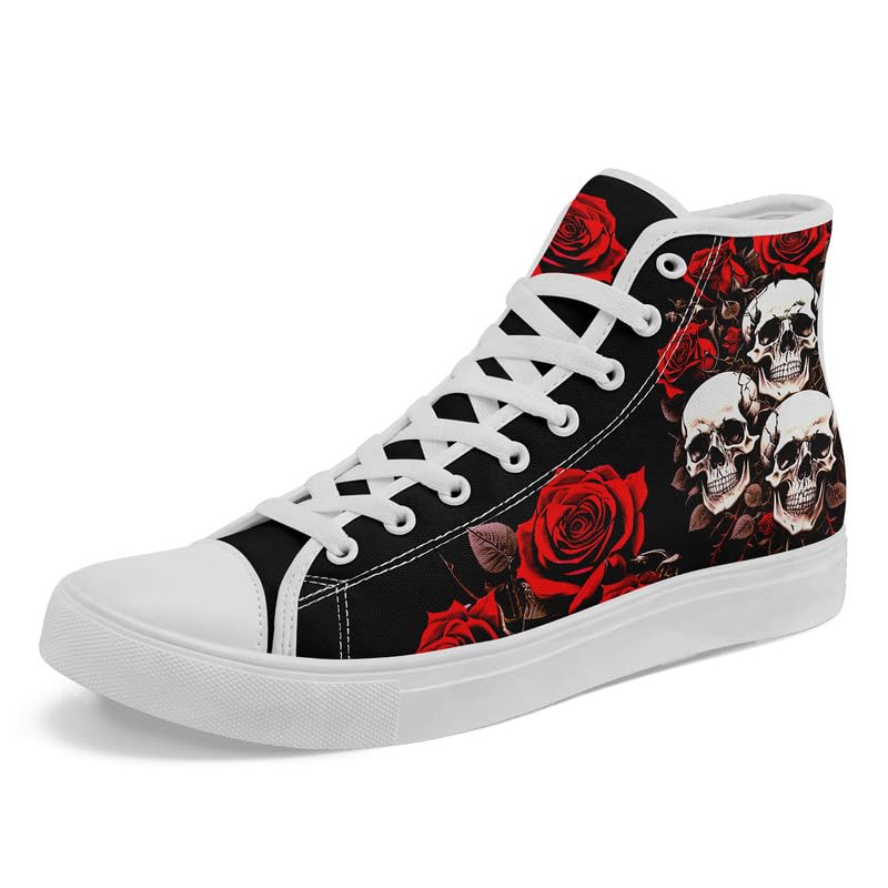 Skull High Tops Canvas Shoes for Men Women Classic Lace Up Gothic Fashion Sneaker Street Casual Canvas Sneakers
