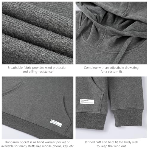 BASSDASH Mens Cotton Hoodie Long Sleeve Pullover Hooded Casual Drawstring Warm Sweatshirt with Kangaroo Pocket4
