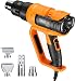 Professional Heat Gun 1600W 122℉~1112℉(50℃~600℃) - Adjustable 7 Heat Levels with 3 Temp-settings, 4 Nozzle Attachments, Unique Cooling Mode, Soft Rubbrized Handle(Working Time Over 500 Hrs) - HGP73AC