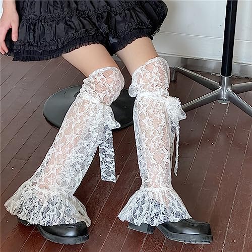 Womens Star Leg Warmers-Lolita Boot Stockings Japanese Lace Trim Long Leg Socks Fashion 80s Party Dance Legwarmers Black3