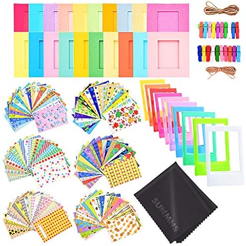 Sunmns Colorful Bundle Kit Accessories Set Compatible with Instax Mini 12 11 9 8 90 70 Camera, Accessory Include Film Stickers, Desk Frames, Hanging Frame Cover