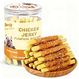 PAWUP Dog Treats Chicken Wrapped Biscuits Pumpkin Sticks, Rawhide Free Soft Chewy w/Taurine, Dog Training Treats,12.5 oz