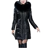 Women Fur Collar Long Coat Sheep Leather Jacket Winter Jacket Female Down Jacket