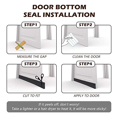 Image of Self-Adhesive Door Draft Stopper - Strong Under Door Silicone Sweep, Weather Stripping Insulation, Noise and Dustproof Bottom Seal Strip, 2 inch Width X 39 inch Length (Black)