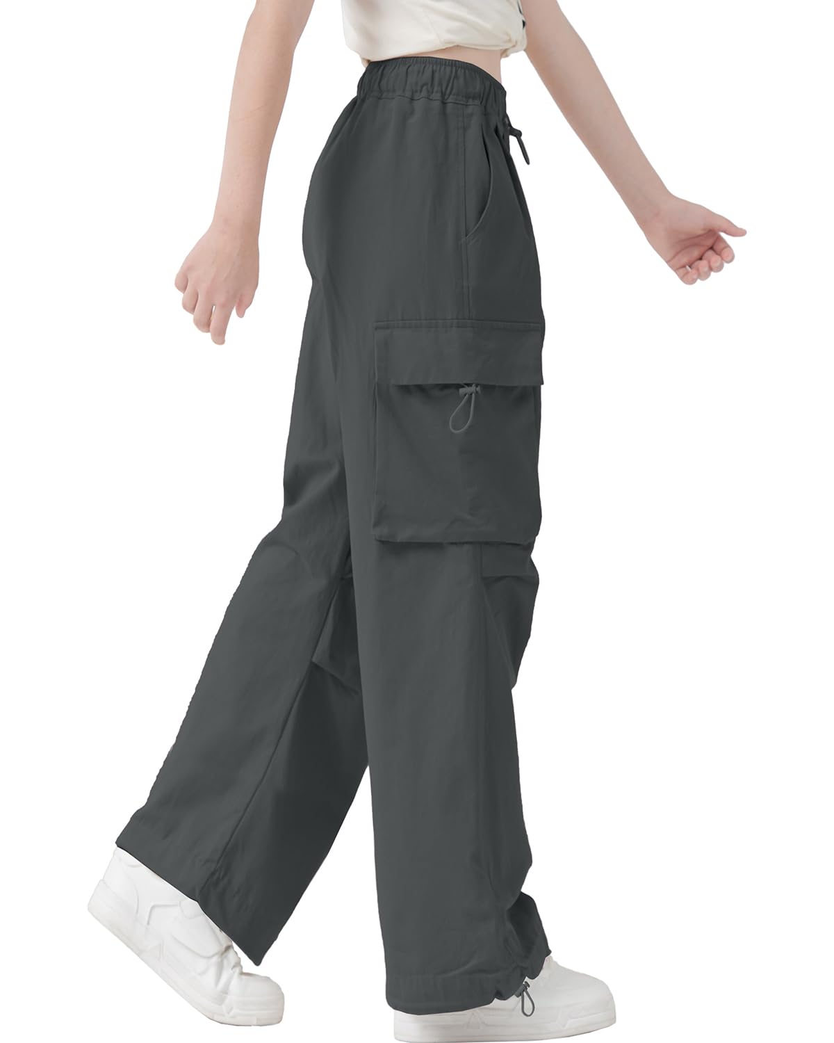 AOWKULAE Pantaloni cargo da ragazza, casual, con coulisse, abbigliamento sportivo, pantaloni da paracadute