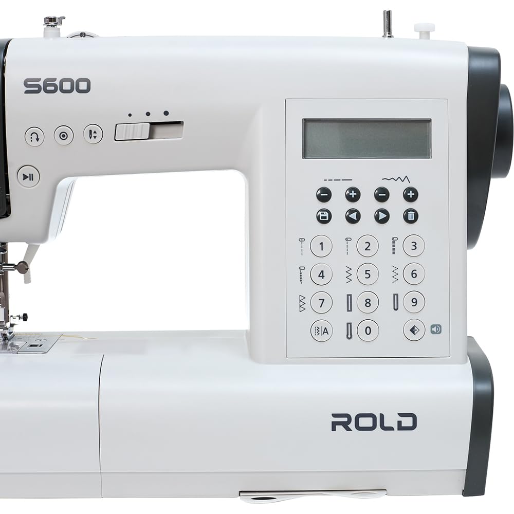 ROLD S600 Computernähmaschine – 197 Stichprogramme, 7 automatische Knopflöcher, Horizontalgreifer, automatischer Nadeleinfädler & Start/Stopp-Taste | Metallrahmen & LED-Beleuchtung