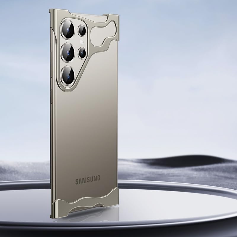 Coque Samsung Galaxy S23 sans cadre en alliage d'aluminium argenté avec film objectif