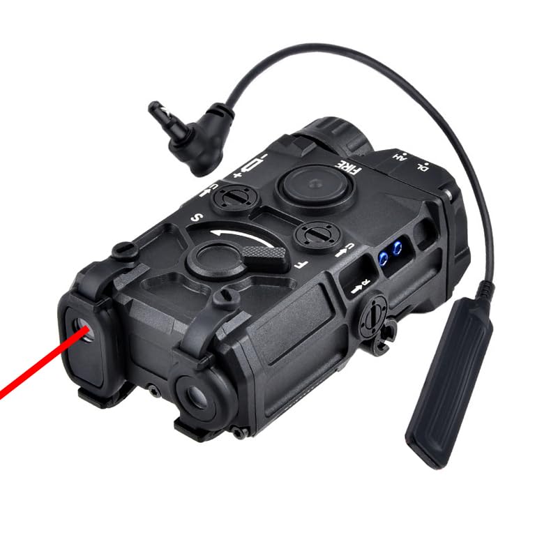 Nylon Box Aiming OG Laser Sights(with Red/Green/Blue Laser+IR Laser+White Flashlight), & M300A Strong LED Flashlight, & AX Modular Dual Wire Remote Pressure Switch(SF+Crane Plug) Combo,Black