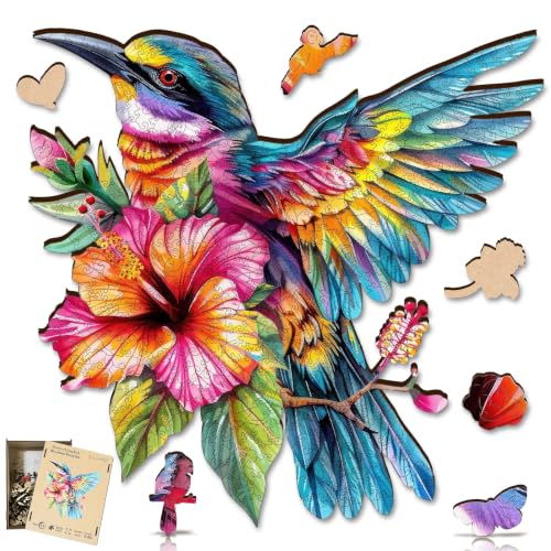 Jiroinlly Rompecabezas de Madera para Adultos 500 Piezas, Colibríes 17.3x16.6 pulgadas | Rompecabezas de Madera para Adultos, Mamá, Abuela, Certificado FSC, Piezas con Forma Única de Animal, Rompecabezas Colorido de Pájaros 17.3x16.6 pulgadas miniatura 1