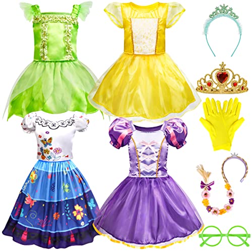 Meland Princess Dress Up - Princess Dresses for Girls with Princess Toys, Dress Up Clothes for Little Girls Pretend Play