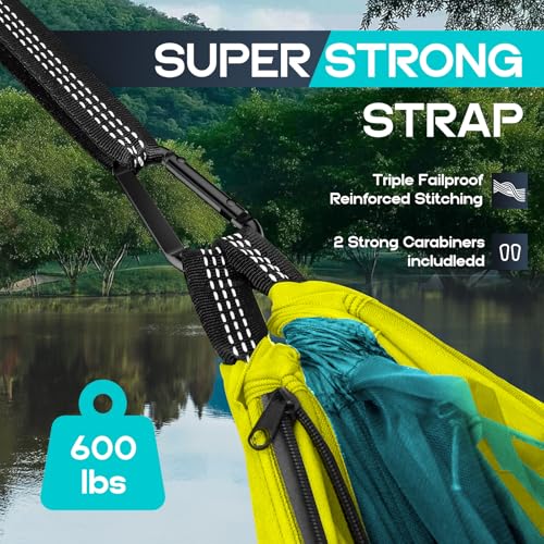Image of Camping Hammock Mosquito Net,Double & Single Portable Hammocks for Kids Hammocks with 2 Tree Straps,Hammock Tent for Travel Camping,Camping Accessories for Indoor Outdoor Hiking Backpacking