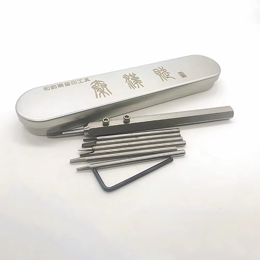 Toplionace Juego Profesional de 8 Piezas para Grabado de Sellos de Cobre con Cuchillas Intercambiables de Acero de Alta Velocidad y Estuche Metálico.