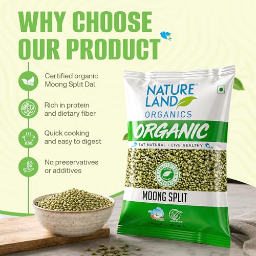 Image of Natureland Organics Moong Chilka / Split 500 Gm - Organic Healthy Pulses