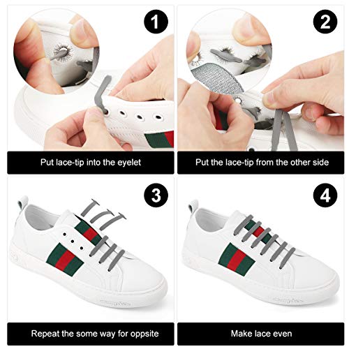 Image of No Tie Shoelaces for Kids Adults, Elastic Silicone Shoe Laces for Sneakers