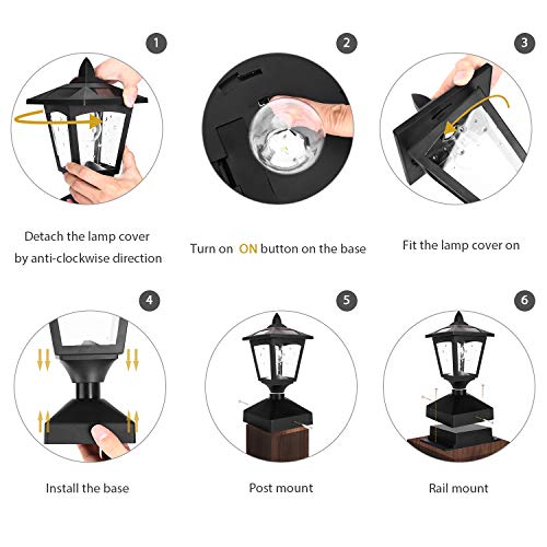 Solar Post Lights Outdoor, Solar Lamp Post Cap Lights for Wood Fence Posts Pathway, Deck, Pack of 2