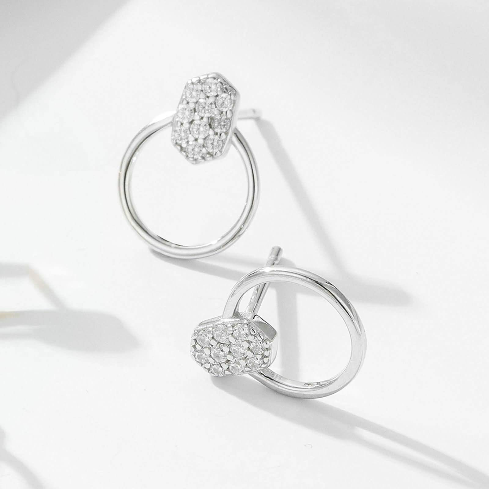 Pendientes de diamante de oro 750 585 375, pendientes circular, geometría con diamantes, hipoalergénicos