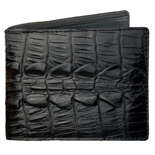 Black Croc Bifold Wallet Men With Flip Out ID Holder Credit Card Holder Premium RFID Blocking Front Pocket Leather Handmade Gift For Birthday Wedding Anniversary Father's Day VINAM-99